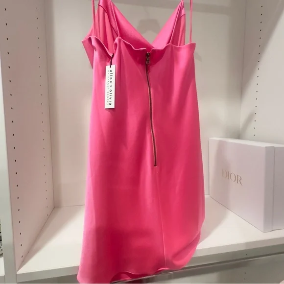 Alice + Olivia Vibrant Pink silk Dress new women - Picture 2 of 5